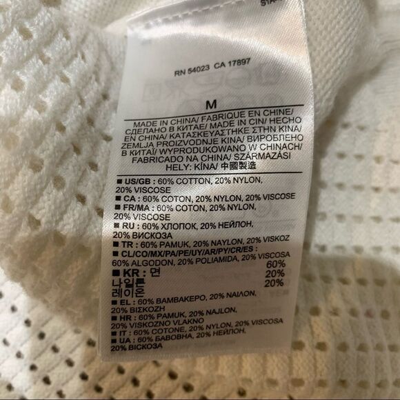 Banana Republic White Long Sleeve Waffled Crewneck Sweater Detailed Back size M - Picture 6 of 6